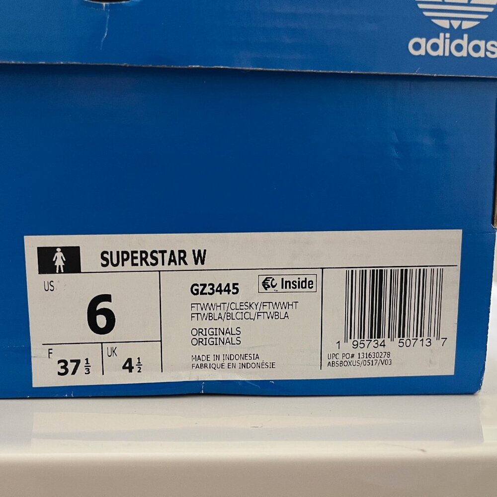 Adidas Superstar Knotted Rope White Clear Sky Women's 6 New With Box GZ3445 - Picture 5 of 6